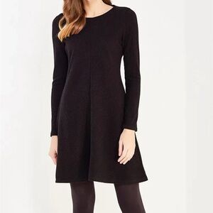 GAP NWT Long Sleeve Ribbed Knit Swing Dress in True Black, Size X-Large